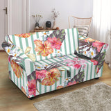 Colorful Orchid Flower Pattern Loveseat Couch Slipcover