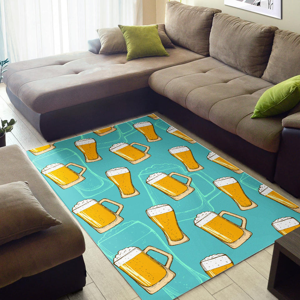 Beer Pattern Green Background Area Rug