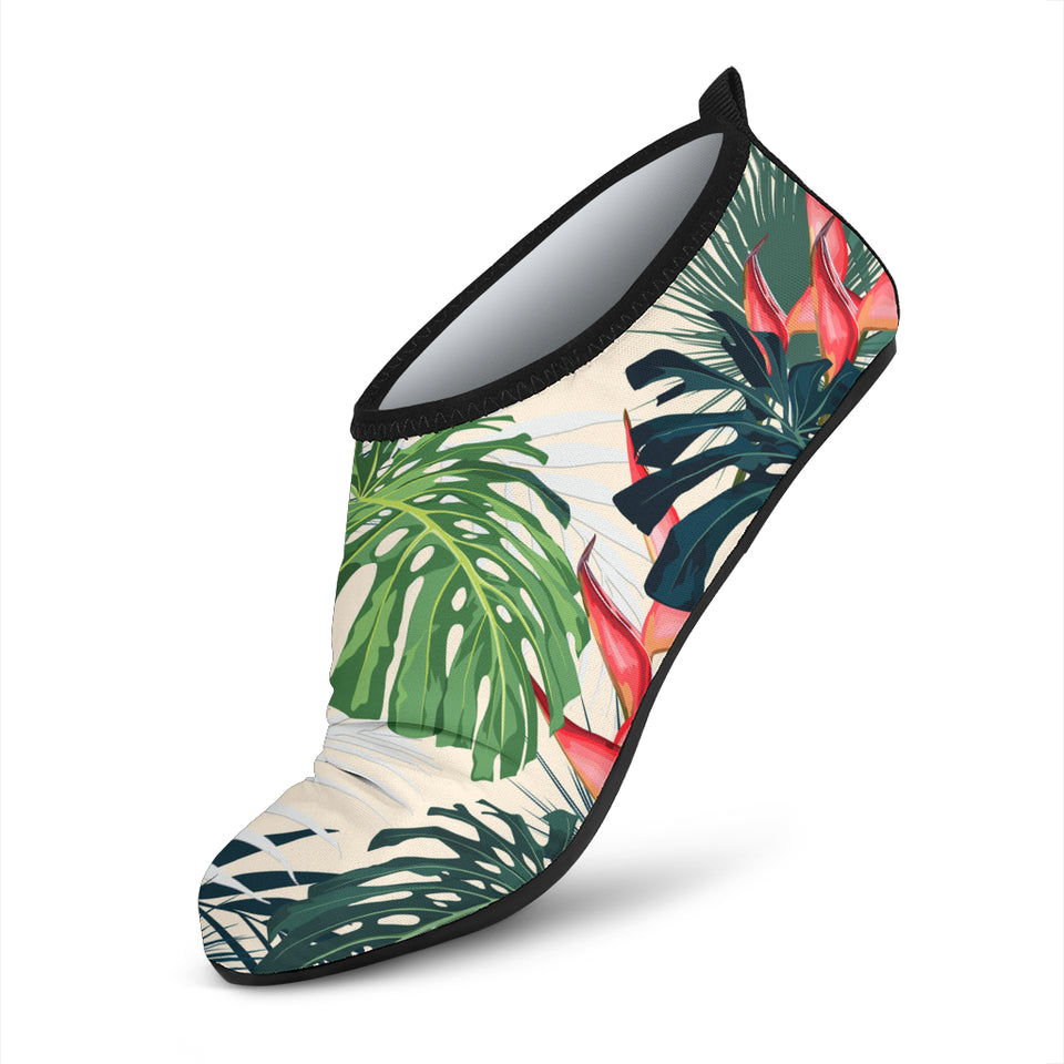 Heliconia Flowers, Palm And Monstera Leaves Aqua Shoes