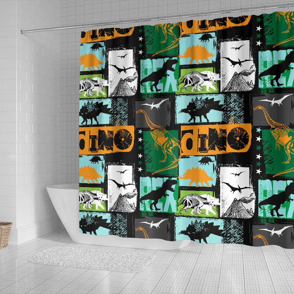 Dinosaurs Print Pattern Shower Curtain Fulfilled In US