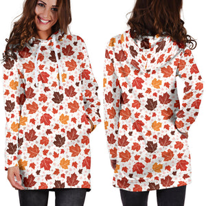 Colorful Maple Leaf Pattern Women'S Hoodie Dress