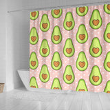 Avocado Heart Pink Background Shower Curtain Fulfilled In US