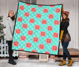 Grapefruit Green Background Premium Quilt