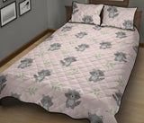 cute raccoons leaves pattern Quilt Bed Set