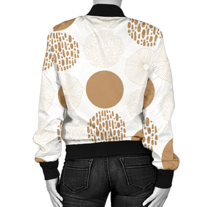 Gold Texture Mushroom Pattern Women'S Bomber Jacket