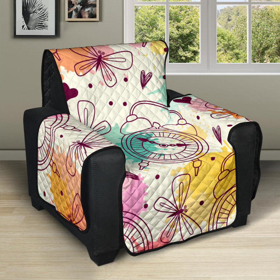 Clock butterfly pattern Recliner Cover Protector
