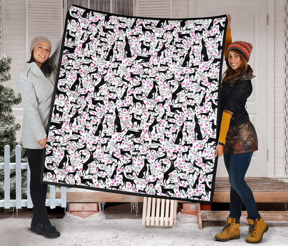 Greyhound Pattern Print Design 02 Premium Quilt