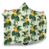 Beautiful Parrot Palm Leaves Pattern Hooded Blanket