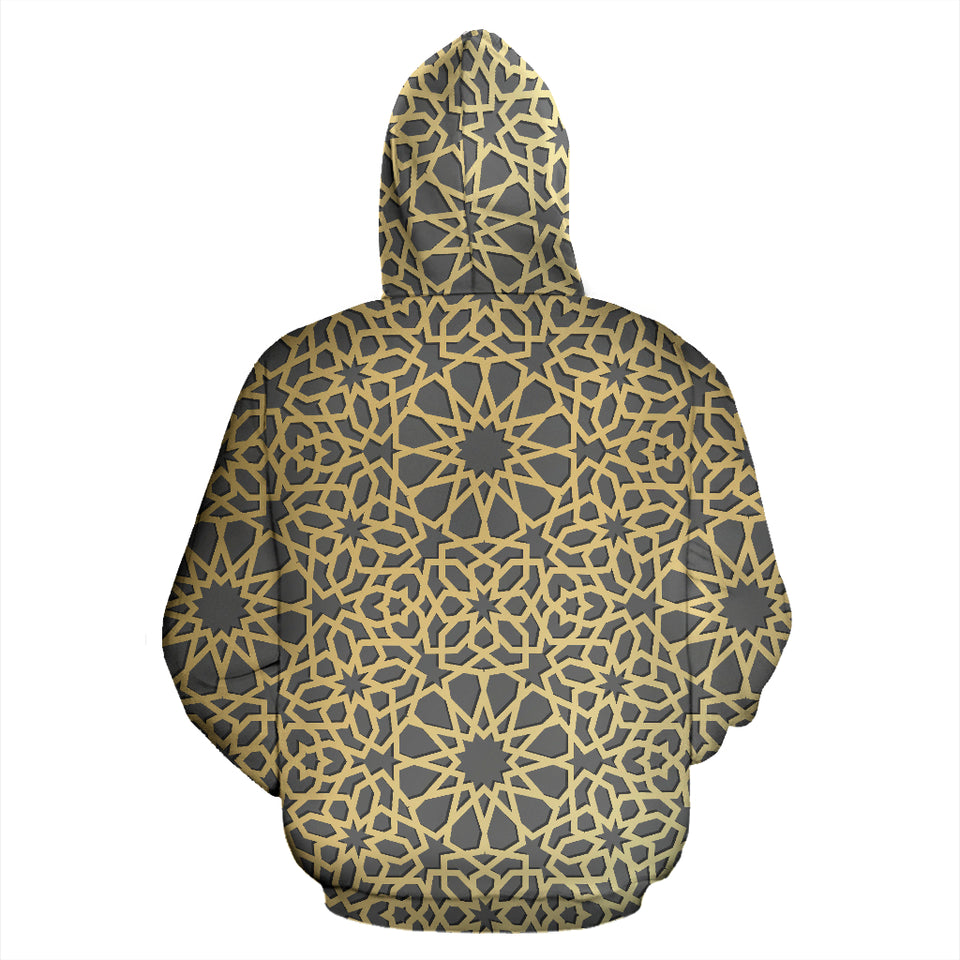 Arabic Star Gold Pattern Zip Up Hoodie