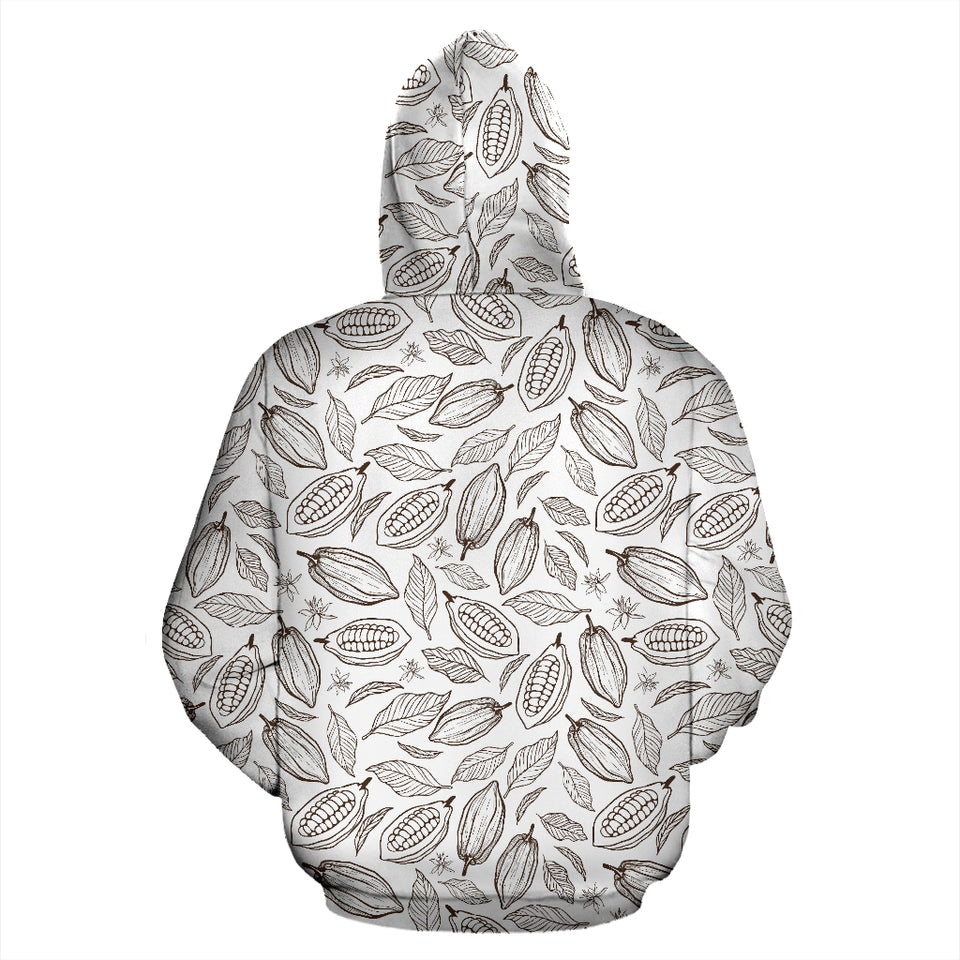 Cocoa Beans Leaves Pattern Zip Up Hoodie
