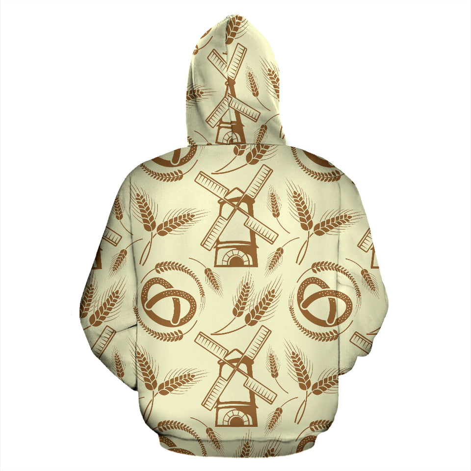 Windmill Wheat Pattern Zip Up Hoodie