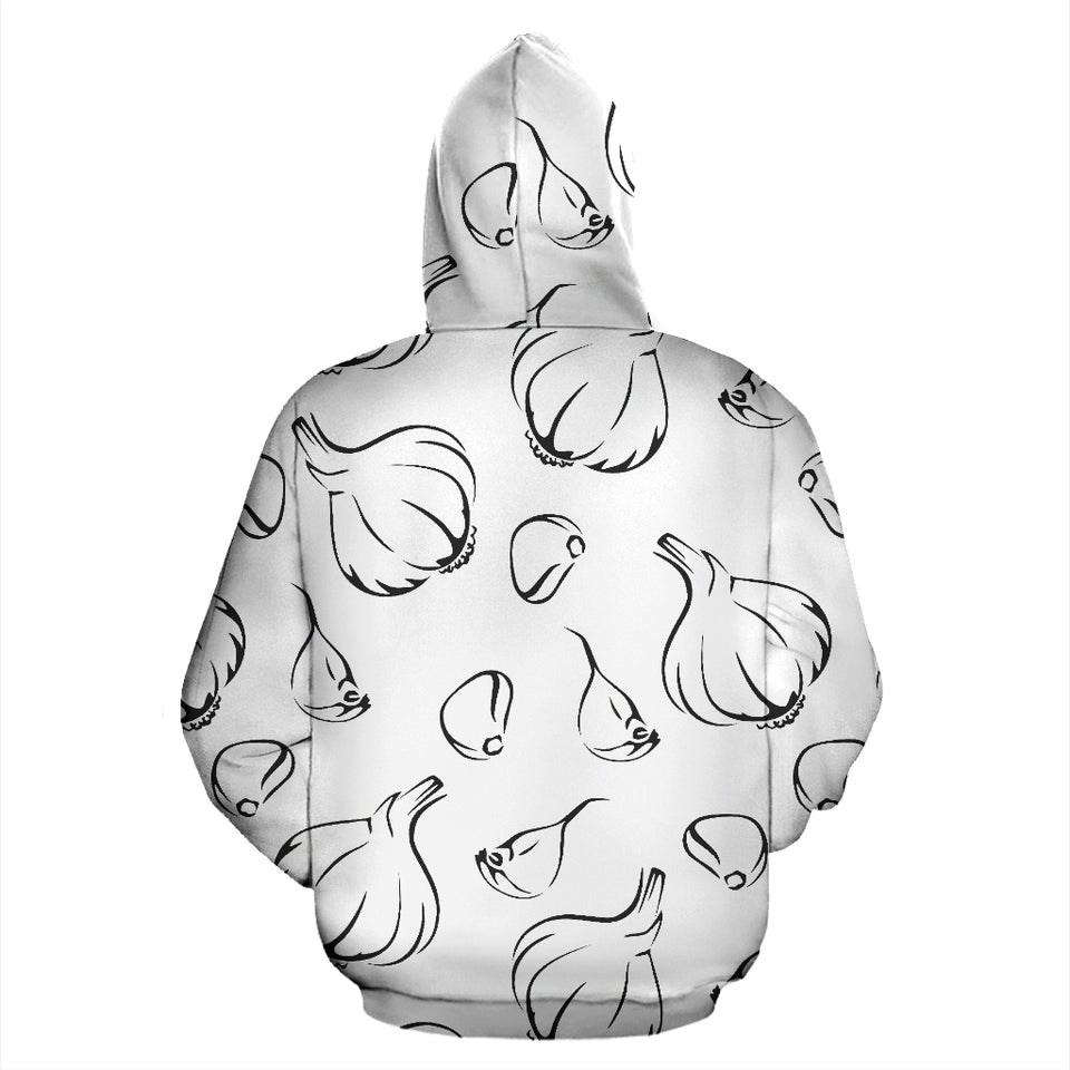 Garlic Pattern Black White Zip Up Hoodie