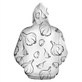 Garlic Pattern Black White Zip Up Hoodie