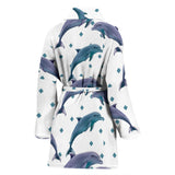 Dolphins Pattern Dotted Background Women'S Bathrobe