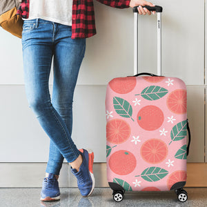 Grapefruit Leaves Flower Pink Background Luggage Covers