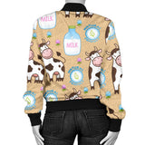 Cow Bottle Of Milk Pattern Women'S Bomber Jacket