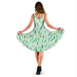 Green Peas Pattern Print Design 01 Sleeveless Midi Dress