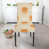 Cute Brown Pomeranian Puppy Dining Chair Slipcover