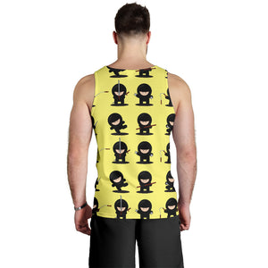 Cute ninja yellow background Men Tank Top