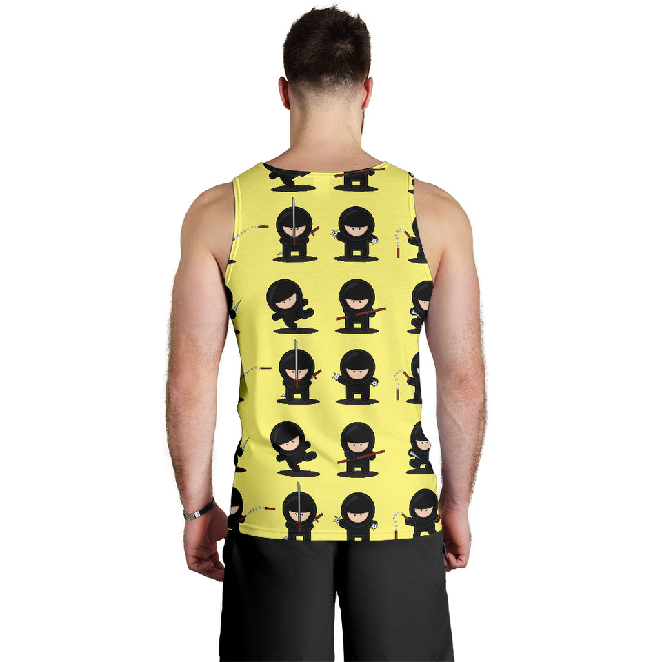 Cute ninja yellow background Men Tank Top