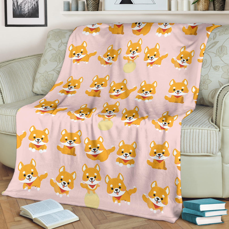 Cute Shiba Inu Dog Pattern  Premium Blanket