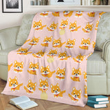 Cute Shiba Inu Dog Pattern  Premium Blanket