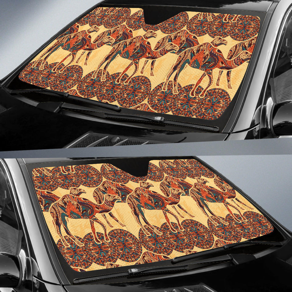 Camel Polynesian Tribal Design Pattern Car Sun Shade