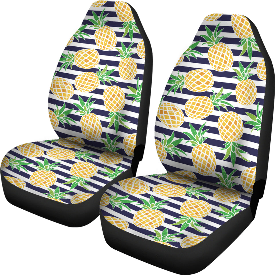 Pineapples Pattern Striped Background  Universal Fit Car Seat Covers