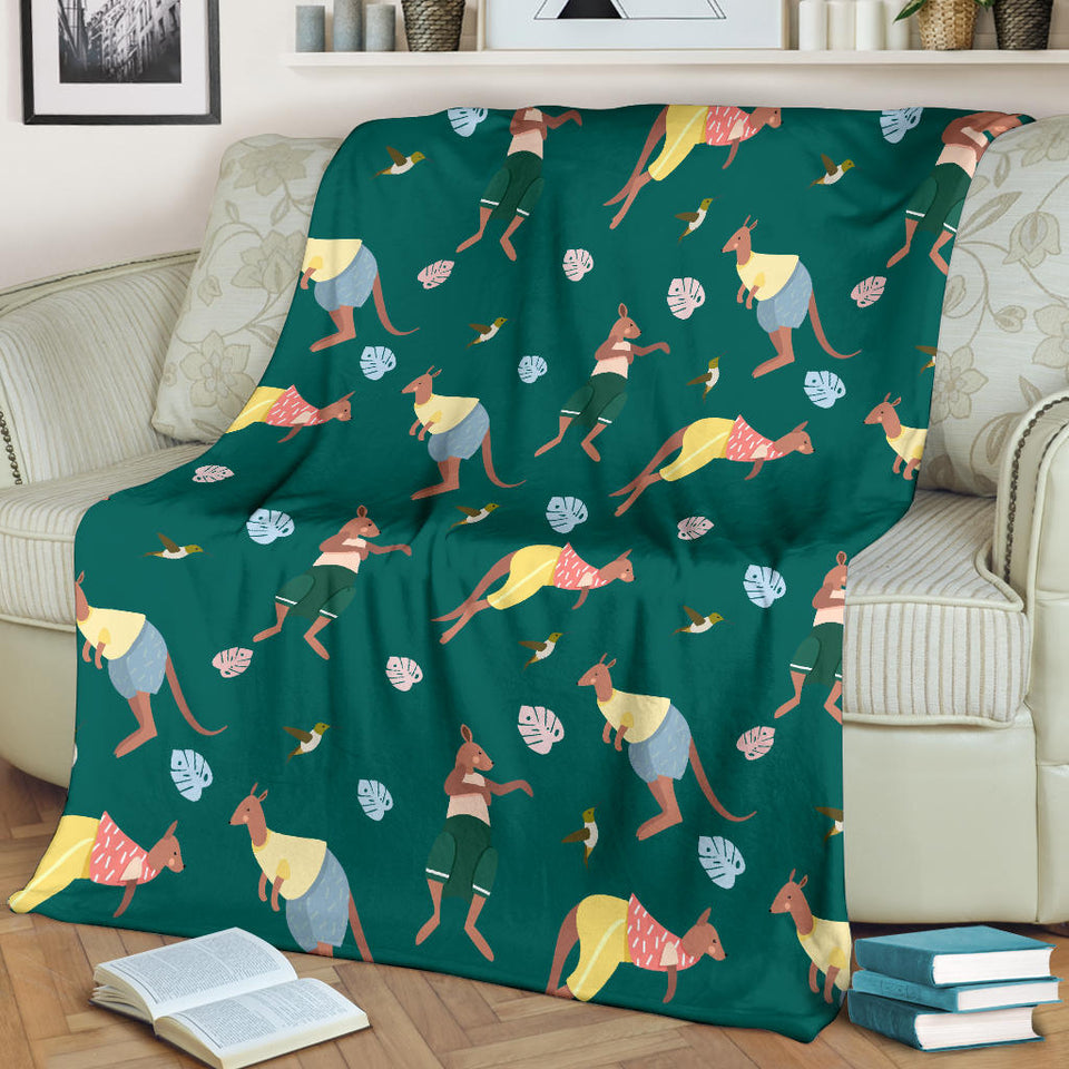 Kangaroo Leaves Pattern Premium Blanket