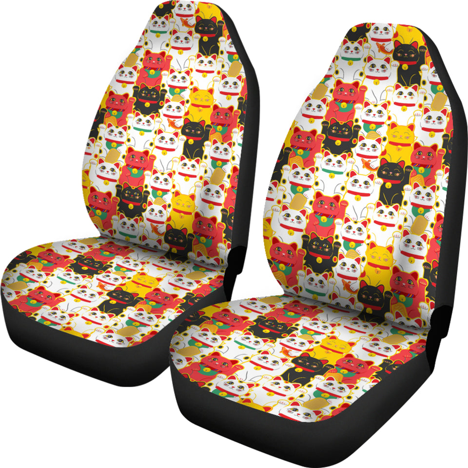 Colorful Maneki Neko Lucky Cat Pattern Universal Fit Car Seat Covers
