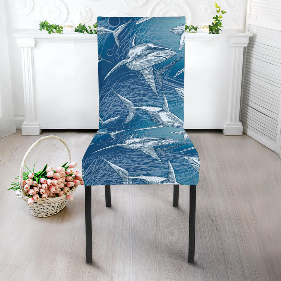 Shark Hand Drawn Dining Chair Slipcover