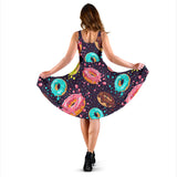 Colorful Donut Glaze Pattern Sleeveless Midi Dress