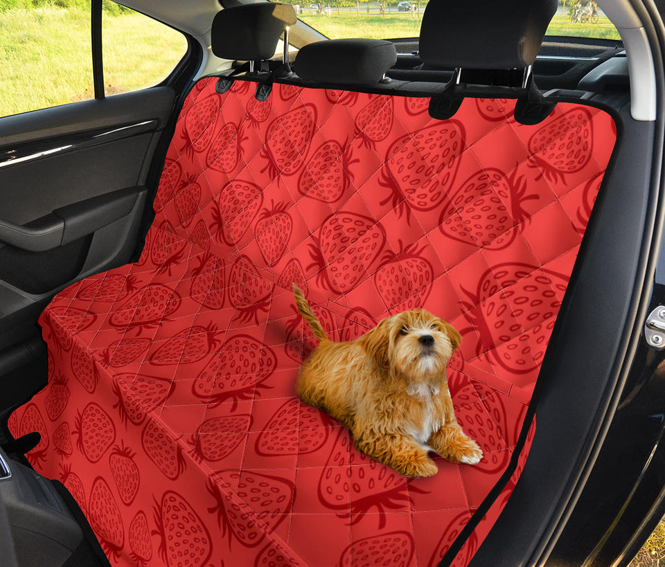 Strawberry Pattern Red Background Dog Car Seat Covers