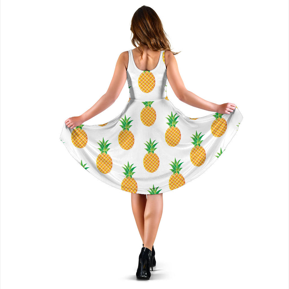 Pineapples Pattern Sleeveless Midi Dress