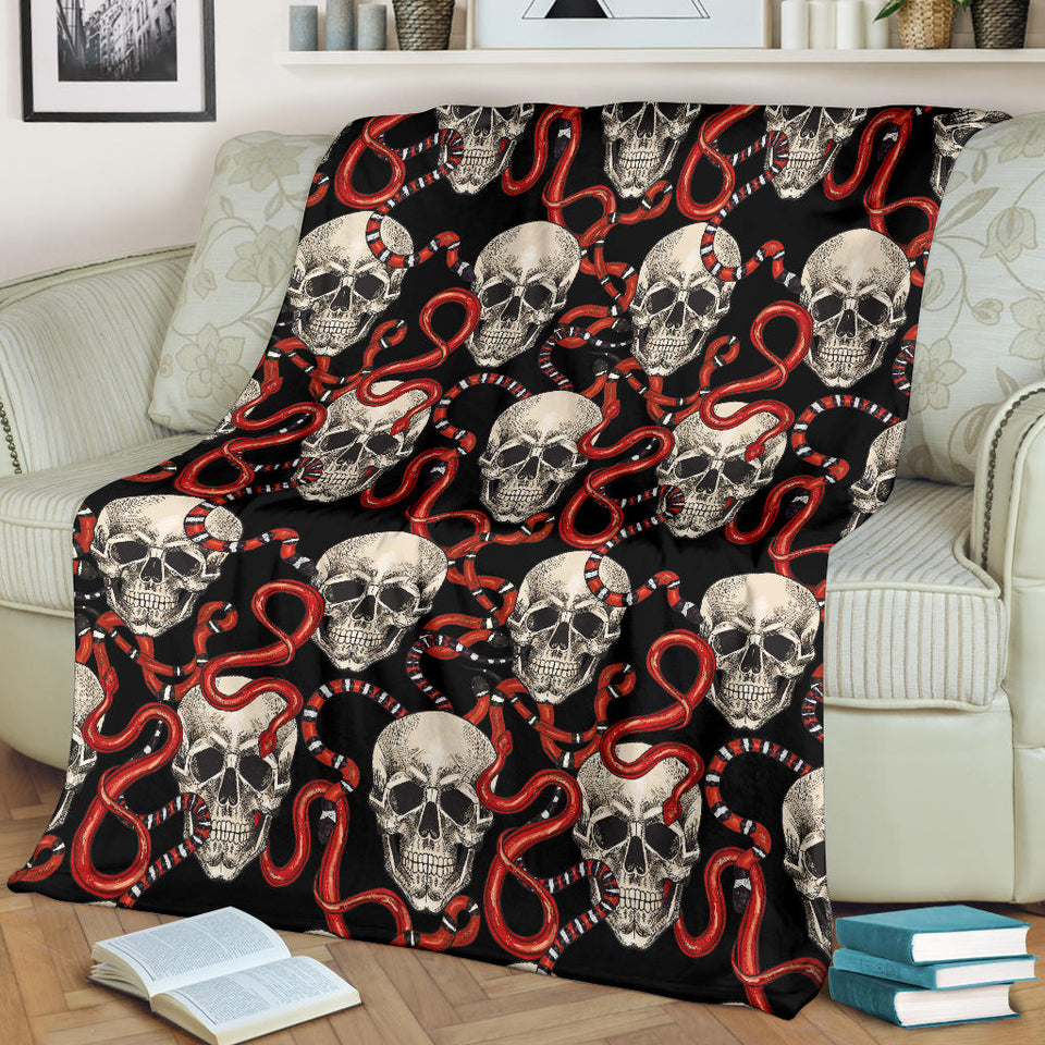 Red Snake Skull Pattern Premium Blanket