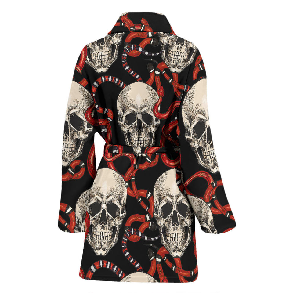 Red Snake Skull Pattern Women'S Bathrobe