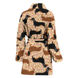 Dachshund Floral Background Women'S Bathrobe