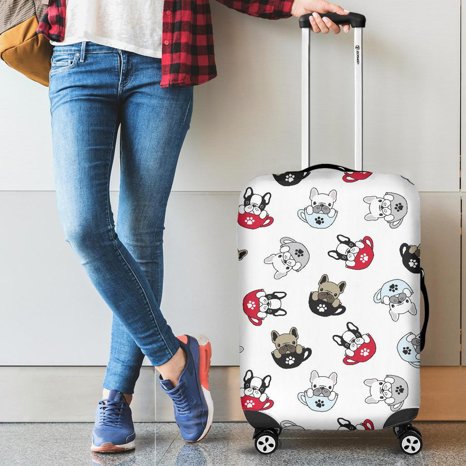 French Bulldog Cup Paw Pattern Cabin Suitcases Luggages