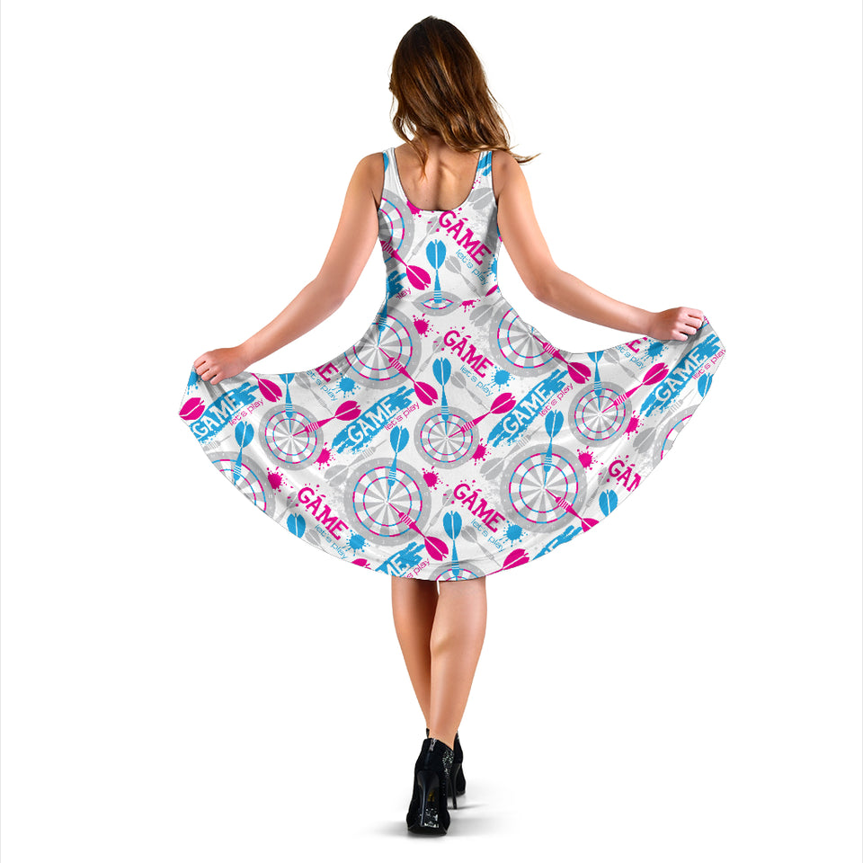 Darts Pattern Print Design 01 Sleeveless Midi Dress