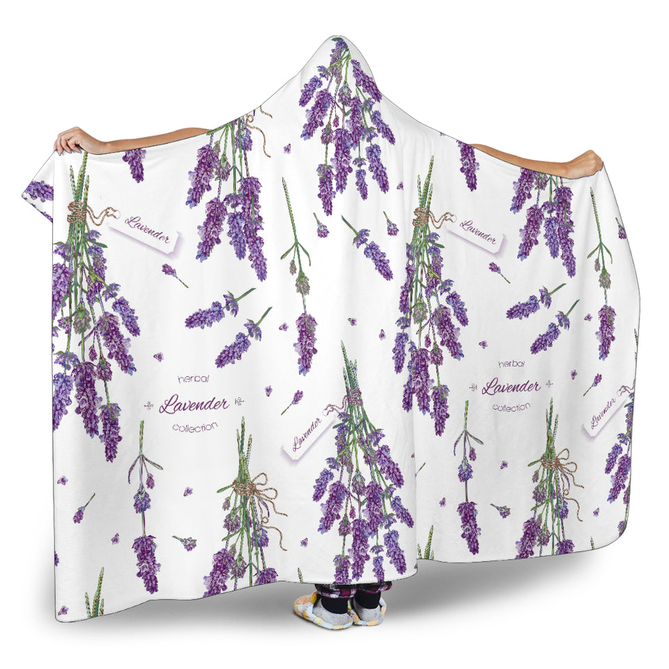 Lavender Flower Design Pattern Hooded Blanket