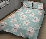 Maneki Neko Lucky Cat sakura Quilt Bed Set