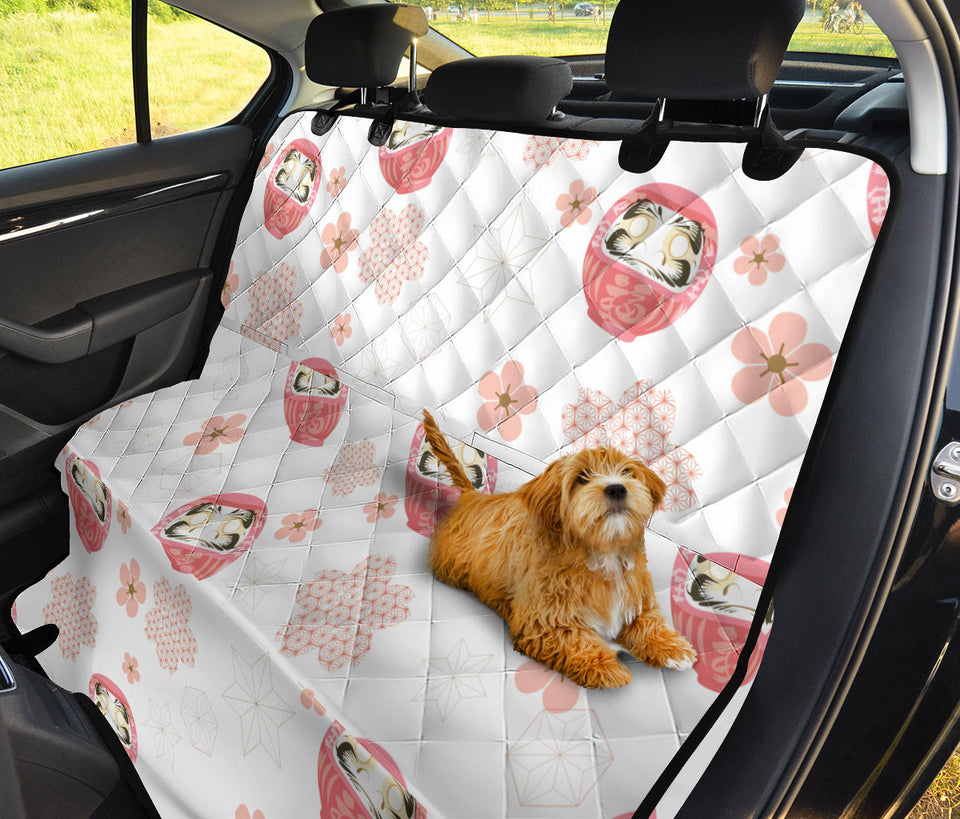 Daruma Japanese Wooden Doll Cherry Blossom Flower Pattern Dog Car Seat Covers