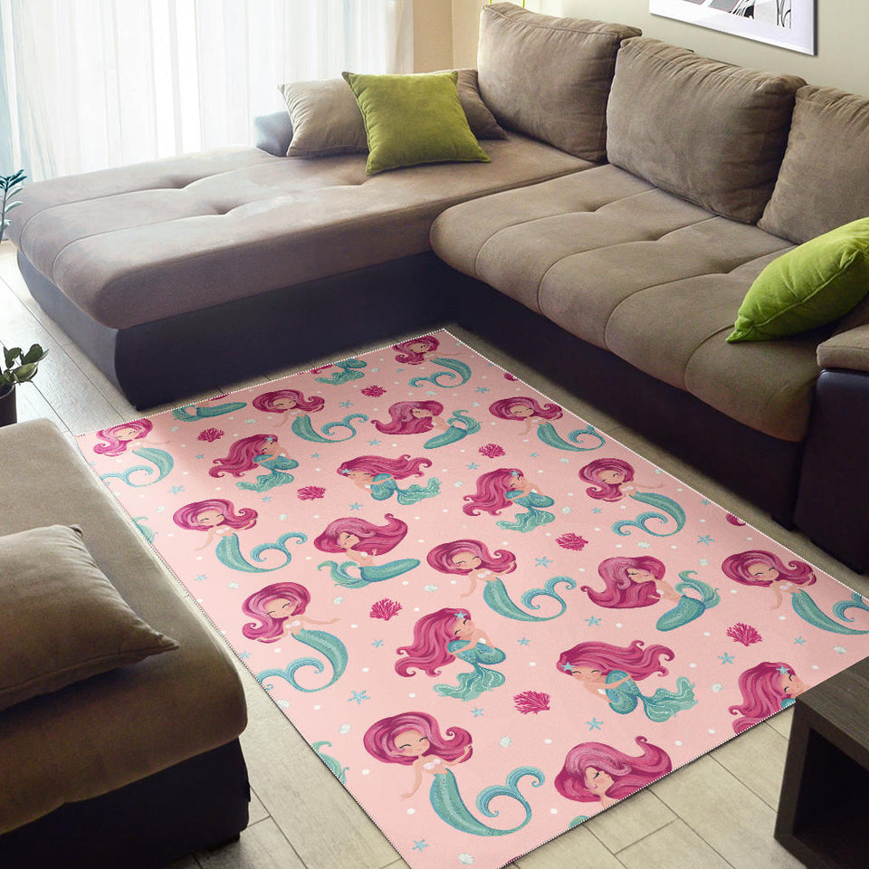 Cute Little Mermaid Pattern Area Rug