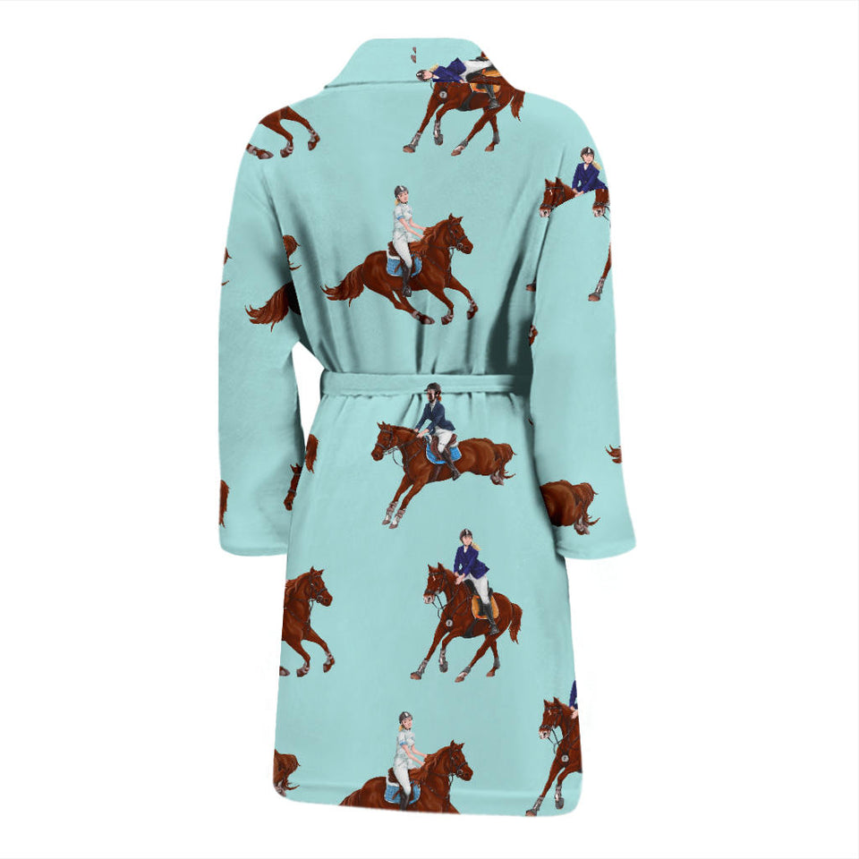 Horses Running Horses Rider Pattern Men'S Bathrobe