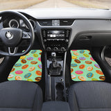 Colorful Donut Pattern Green Background Front And Back Car Mats