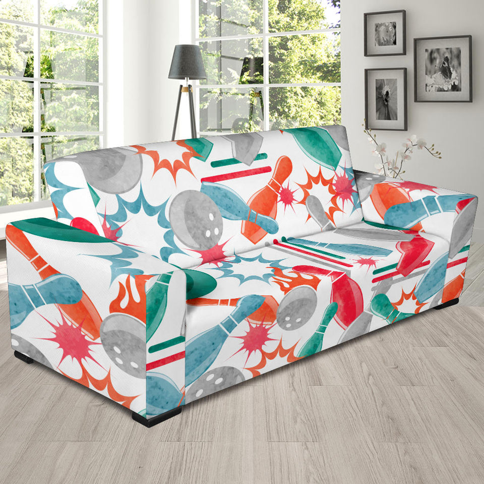 Watercolor Bowling Pattern Sofa Slipcover