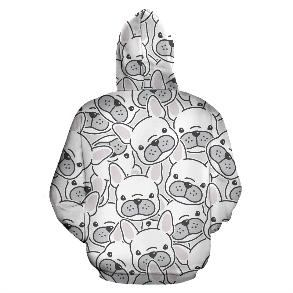 Cute French Bulldog Head Pattern Zip Up Hoodie