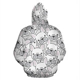 Cute French Bulldog Head Pattern Zip Up Hoodie