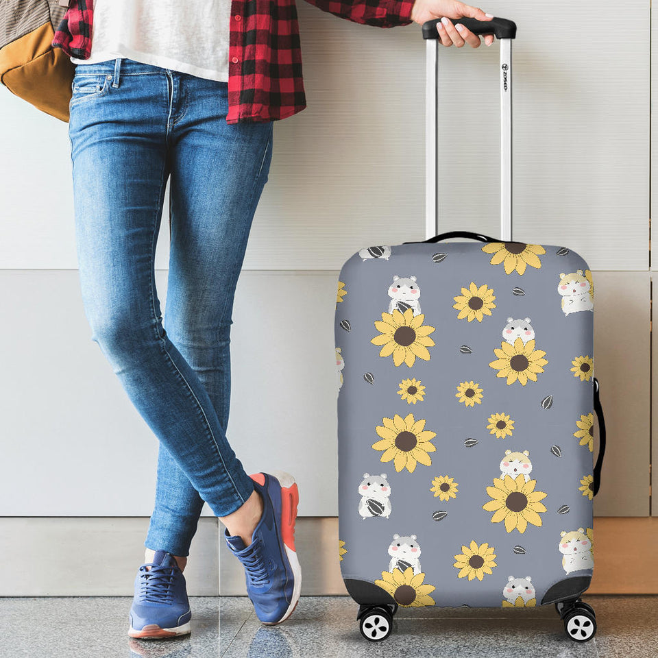 Cute Hamster Sunflower Pattern Background Luggage Covers