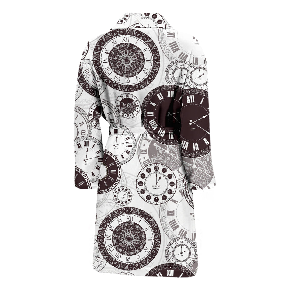 Classic Vintage Clock Pattern Men'S Bathrobe